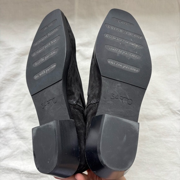 Franco Sarto | Yeni Black Suede Ankle Boots Sz 8M Square Toe - Picture 7 of 8